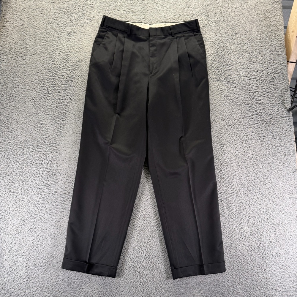 John Henry Pants Men's 34x30 Black Polyester Dress Straight-Leg Business Office